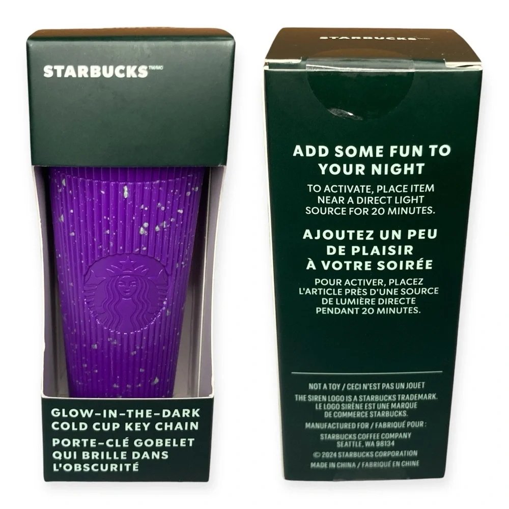 Starbucks Tumbler + Keychain 2024 Fall Halloween Pleated Glow in Dark 16oz Cup